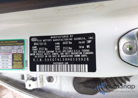 2017 Kia Optima Lx из США, поврежденный, VIN 5XXGT4L39HG133028